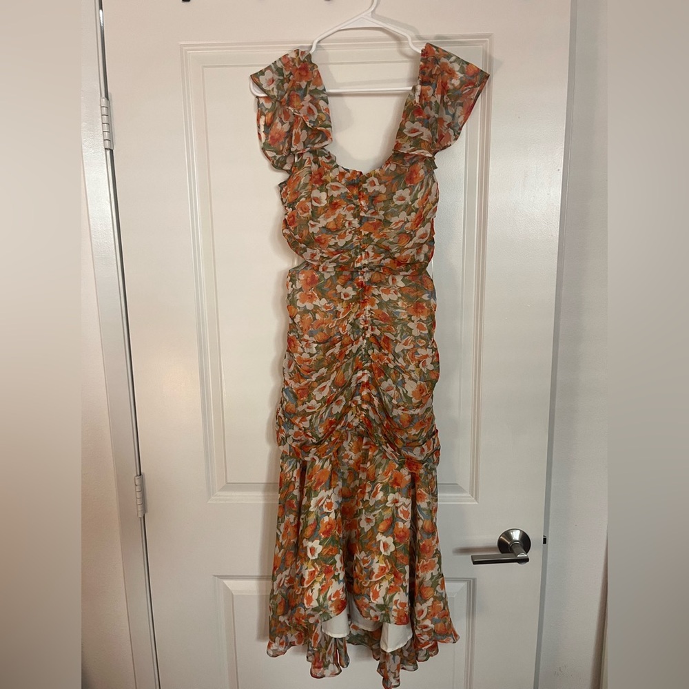 Astr Floral Maxi Dress - Orange and Green